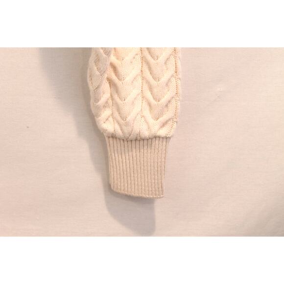 Zara Sweater Arm Warmer Cable Knit Turtleneck Womens size M Cream - Picture 3 of 8
